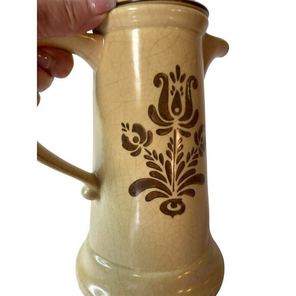 Vtg Kitchen Pfaltzgraff VILLAGE Coffee Tea Pot Distressed Stoneware Note Flaw - Picture 5 of 16
